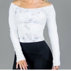 Buff bunny white marble crop top